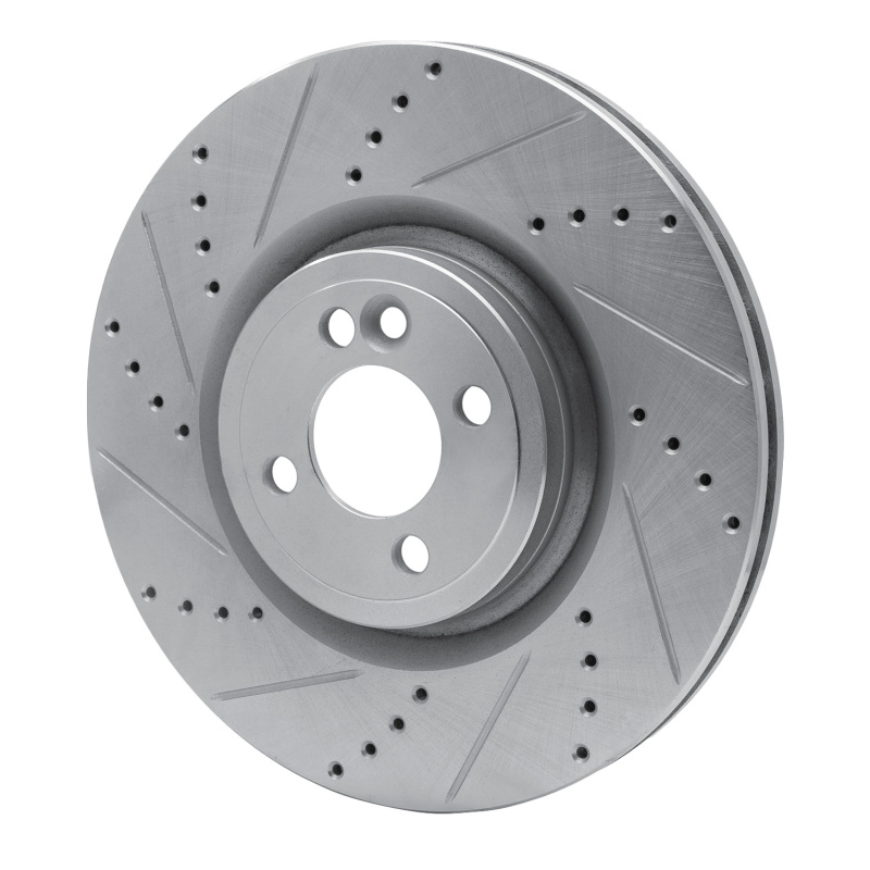 Mini Cooper Brake Rotor (1) - Front Left - R1 Concepts - Drilled & Slotted - Silver - 2013